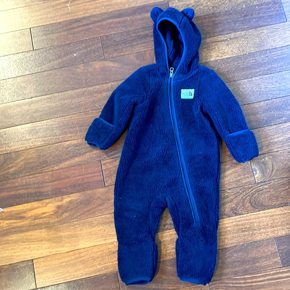 North face baby bunting fleece navy blue